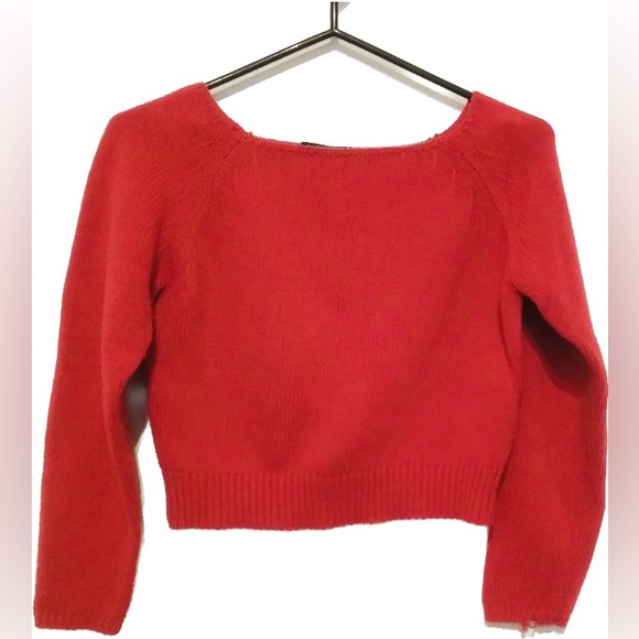 Boatneck cropped red sweater from Catanella by Origine - size Small (Petite) - Picture 2 of 4